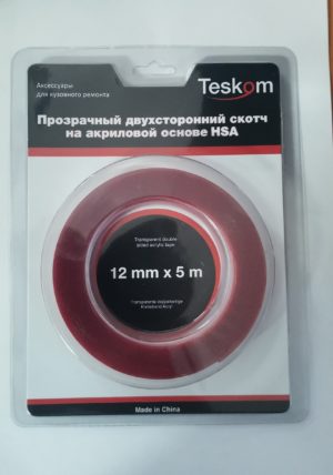 Двухсторонняя лента акриловая HSA, толщ. 1,0 mm, прозрачная 12мм*5м (10)